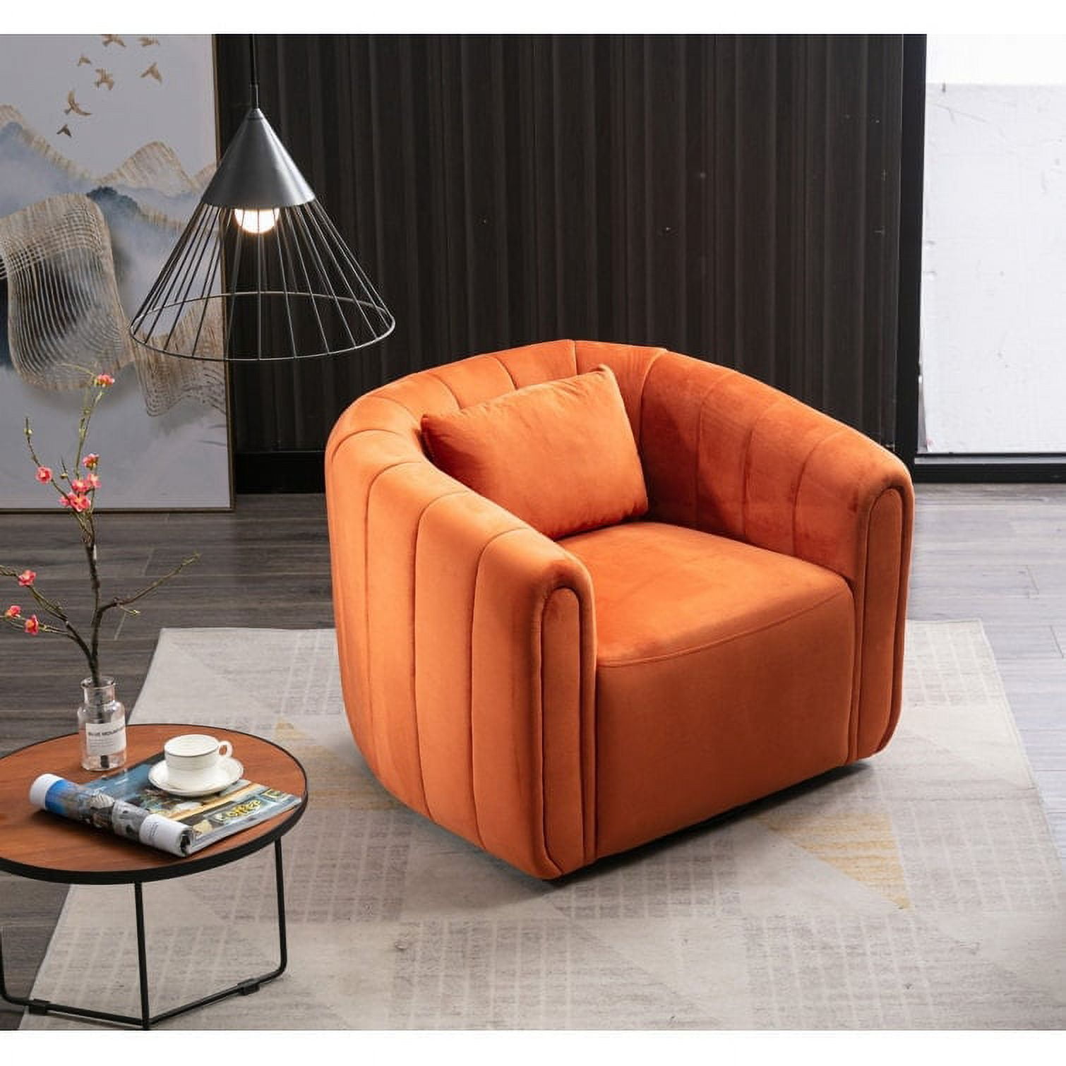 Bonzy Home Oversized Swivel Barrel Chair, Velvet Armchair Bonzy Home Oversized Swivel Barrel Chair, Velvet Armchair