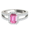 thumbnail image 2 of Mauli Jewels Rings for Women 2.70 Carat Diamond and Emerald Shaped Pink 4-prong 10K White Gold, 2 of 7