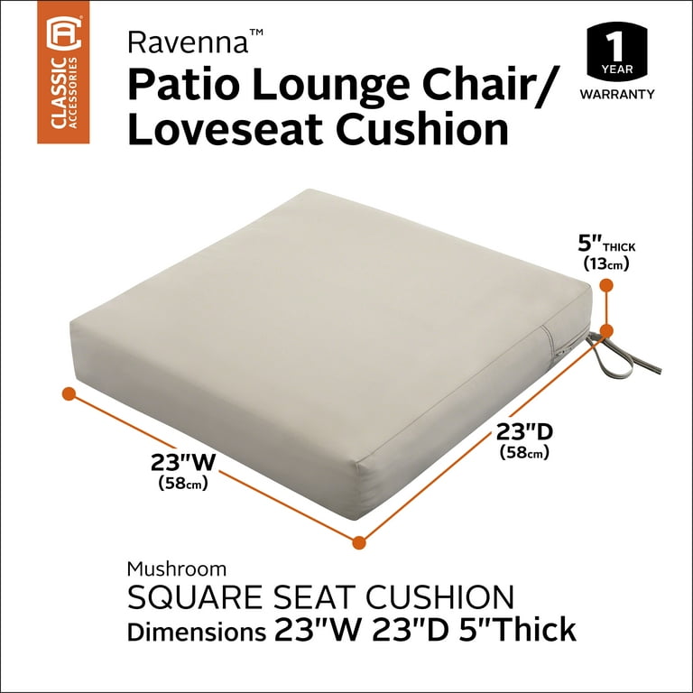 Classic Accessories 23 in. W x 23 in. D x 5 in. Thick Outdoor Lounge Chair  Foam Cushion Insert 61-019-010919-RT - The Home Depot
