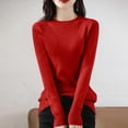 thumbnail image 5 of SELONE Pullover Tops for Women Tight Base Layer Sweaters Crewneck Long Sleeve Pullover Soild Underwear Red 2XL, 5 of 5