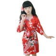 thumbnail image 3 of WOLLED Little Girls Stain Nightgown for Kids Floral Silk Pajamas Toddler Summer Kimono Dresses Robe for 1-13 Years, 3 of 9