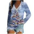 thumbnail image 3 of Craaazy Women's Christmas V Neck Long Sleeve Top Loose Funny Christmas Blouses Gifts, 3 of 4