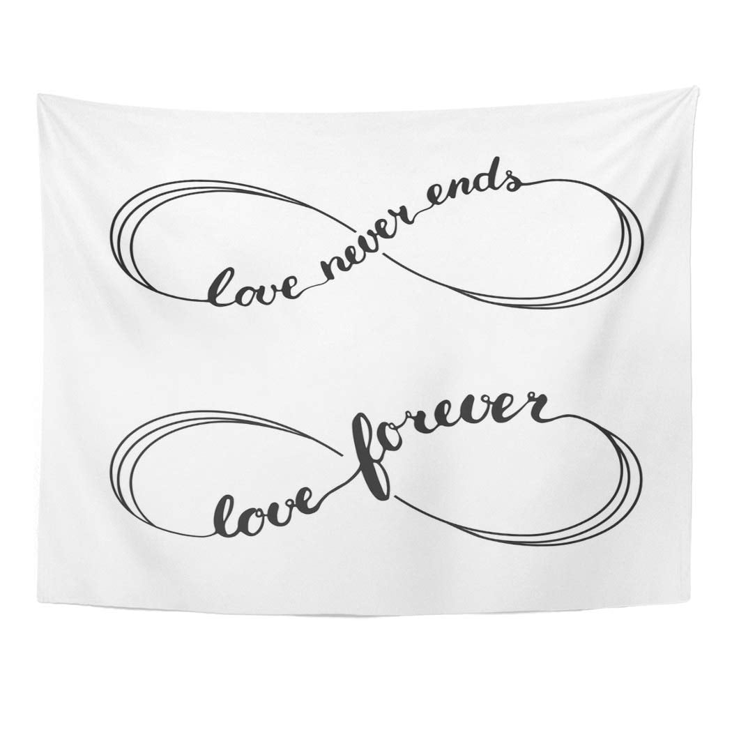REFRED Forever Infinity Love Symbol Tattoo Lettering Text for Valentines  Day Heart Wall Art Hanging Tapestry Home Decor for Living Room Bedroom Dorm  51x60 inch 