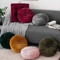 thumbnail image 3 of Round Velvet Solid Color Chair Cushion Pumpkin Ruffle Pillow Home Decor Floor Pillow 15 Inch Diameter Light Gray, 3 of 3