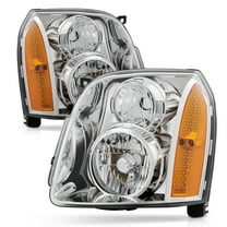 Bestco Headlight Assembly For 2007-2014 GMC Yukon XL Pair Chrome Housing Headlight