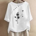 thumbnail image 2 of Pisexur Chemise en Coton et Lin à Col Rond Boutonnée pour Femmes Grande Taille, Coupe Ample, Manches Courtes, Décontractée, Rétro, Été, Plage, 2 of 4