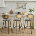 thumbnail image 3 of WOOW DEPOT 26" Counter Height Bar Stool Set of 4, w/ Rattan Mid Back Upholstered Modern PU Wooden Stool Barstool Chair for Kitchen Island Pub, 3 of 12