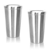 Stainless Steel Double Walled Insulated Cups(Set of 2) Stackable, Coffee Cup/Tea Cup/Chilling Beer Glasses, Great for Kids, for Travel, Outdoor,Camping&Everyday, 16oz(480ml)