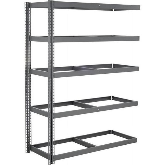 Global Industrial ABD36727N5 5 Shelf Extra Heavy Duty Boltless Shelving Add On - No Deck, Gray - 72 x 36 x 72 in.