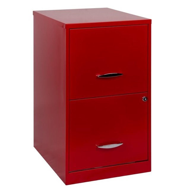 Pemberly Row 18" 2-Drawer Modern Metal Filing Cabinet in Lava Red