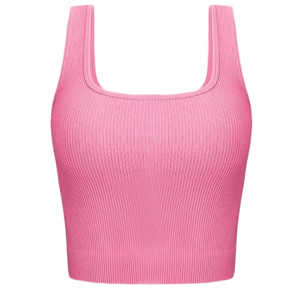 Women's Square Neck Ribbed Crop Tanks Top Sleeveless Camisole Breathable Vest Solid Color Tops for Casual and Party Wear