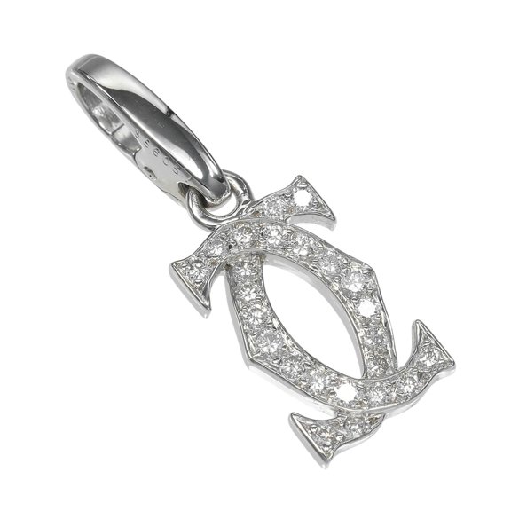 Pre-Owned Cartier 2C Charm Pendant Top, 18K White Gold, Diamond, Approx. 2.12g CARTIER
