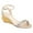 Light Gold, variant on XYD Women Gorgeous Shell Low Wedge Heels Open Toe Strappy Rhinestone Sandals Prom Evening Dressy Shoes Size 4 Dark Navy