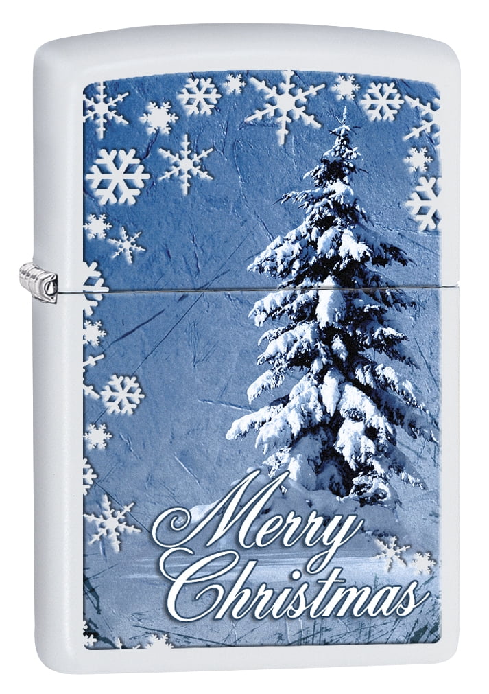 Zippo Lighter Christmas Tree, Merry Christmas White Matte 78654