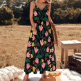 thumbnail image 3 of Robe Sans Manches à Fleurs Roses sur Fond Noir, Robe de Soirée de Luxe pour Femmes, Vêtements d'Été pour Femmes, 3 of 5