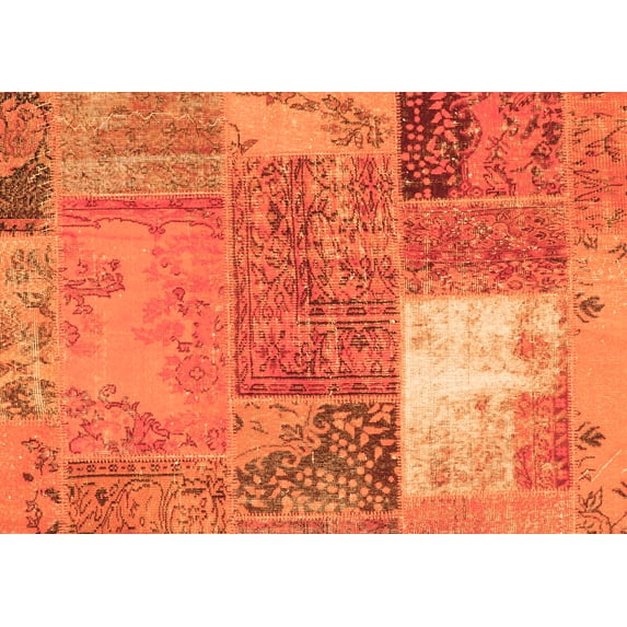 Ahgly Company Indoor Rectangle Patchwork Orange Transitional Area Rugs, 8' x 10'