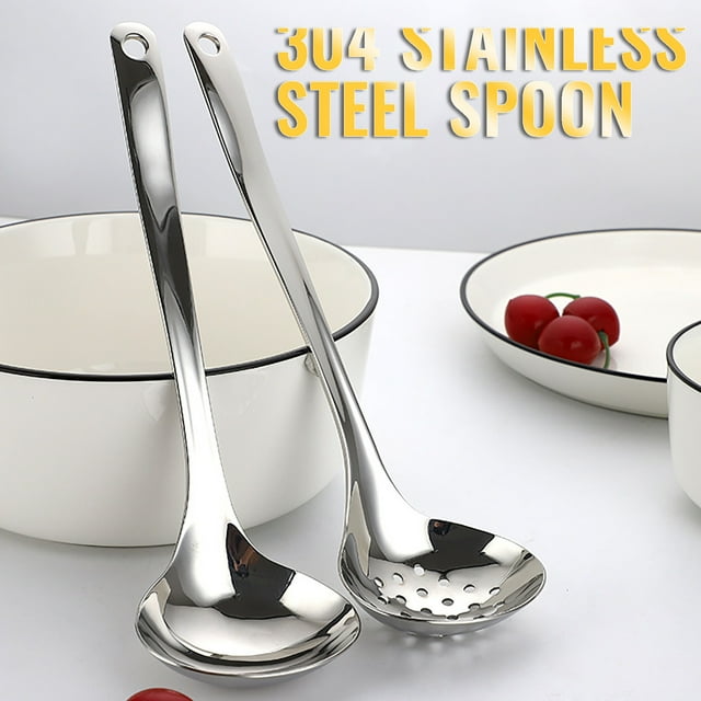 pstuiky Stainless Steel Soup Ladle with Colander Slotted Spoon Flatware & Cookware Utensil for Hot Pot & Cooking