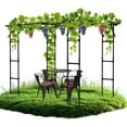 thumbnail image 2 of ABORON 118" L x 79" W x 87" H Extra Large Grape Vine Support, Tall Garden Arch Arbor Gazebo Trellis for Climbing Plants Plastic-Coated Metal Garden Arch Trellis for Climbing Plants Vineyard Outdoor, 2 of 8