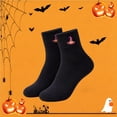 thumbnail image 2 of Halloween Embroidered Ankle Socks Novelty Socks Pumpkin Socks Trendy Socks Crew Socks Fuzzy Socks Cute Socks Graphic Socks Cotton Socks Fall Socks Cozy Socks 1 Pairs of Socks Black One Size, 2 of 8