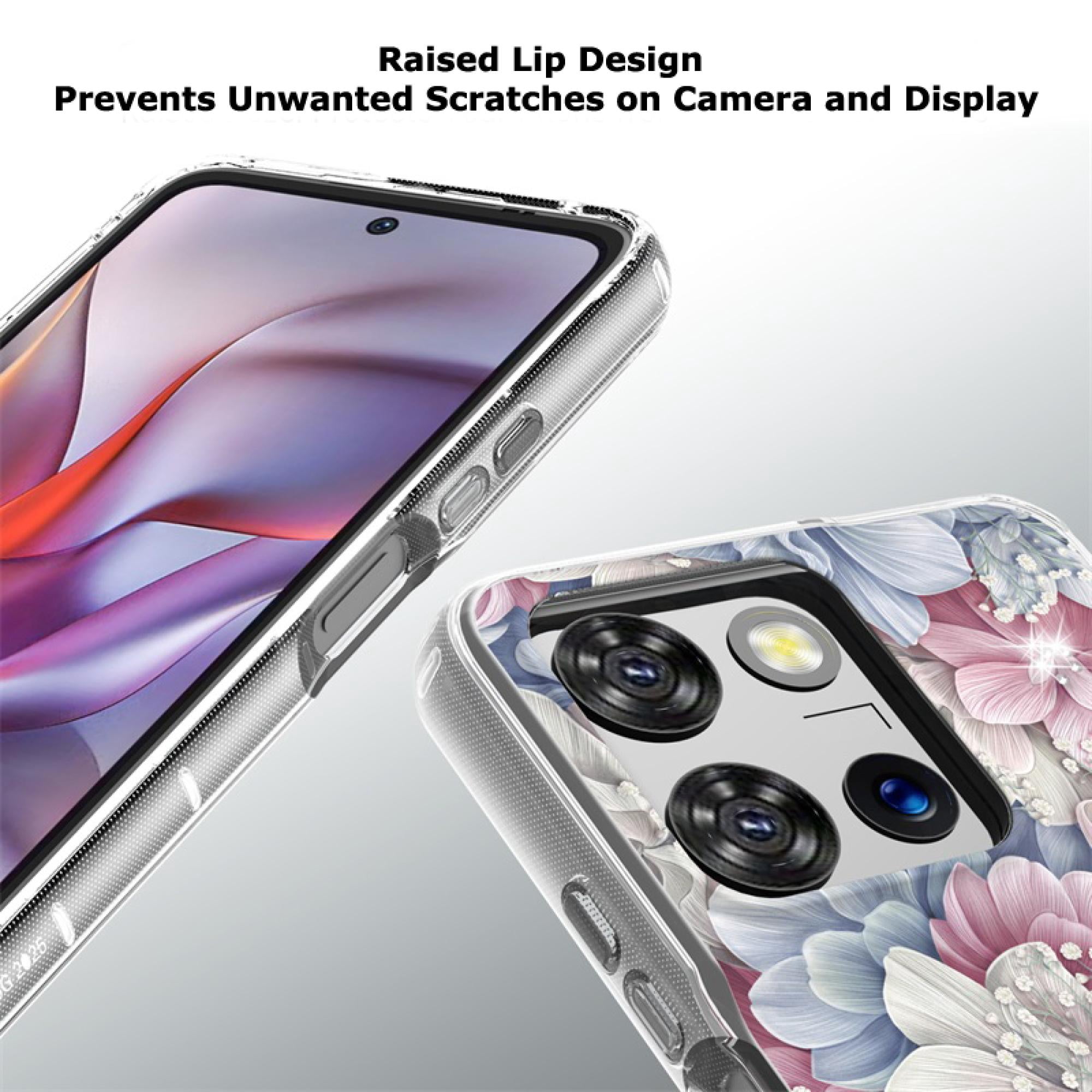 Floral Gem Diamond Case for Motorola Moto G 5G 2025 – Slim Hybrid Protective Cover with Raised Edges & Shock-Absorbing Corners, Stylish Flower Design