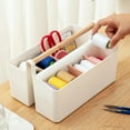 thumbnail image 5 of Large Plastic Portable Caddy with Handle, Storage Organizer Bin with Adjustable Dividers for Art Supplies, Crafts, Colored Pencils, Makeup Desk, 5 of 6