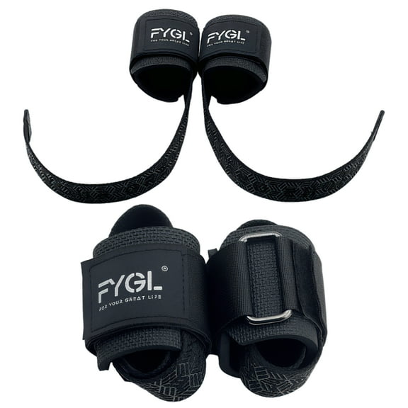 FYGL Neoprene Padded Wrist Support Weight Lifting Straps, Black