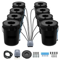 KFFKFF DWC Hydroponic System, 5 Gallon 8 Buckets, Deep Water Culture Growing Bucket, Hydroponics Grow Kit with Pump, Air Stone and Water Level Device, for Indoor/Outdoor Leafy Vegetables