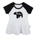 thumbnail image 4 of Pack of 2, Baby Bear & I'm Not A Baby Funny Dresses For Baby, Newborn Babies Skirts, Infant Princess Dress, Toddler Frocks (Black Raglan Dresses, 18-24 Months), 4 of 5