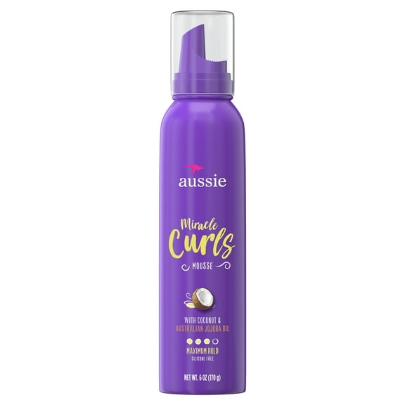 Aussie Miracle Curls Styling Mousse with Coconut,  Maximum Hold, 6 oz, 2 Pack