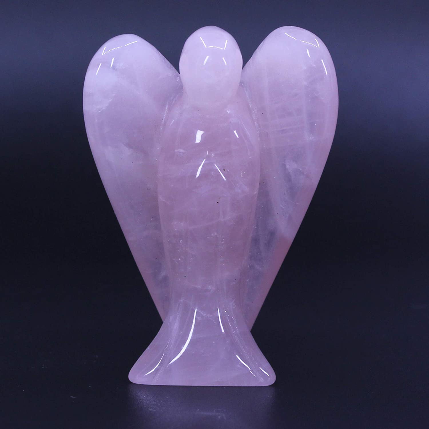 Natural Rose Quartz Carved Gemstone Peace Pocket Guardian Angel Healing Statue 1.5 inch 