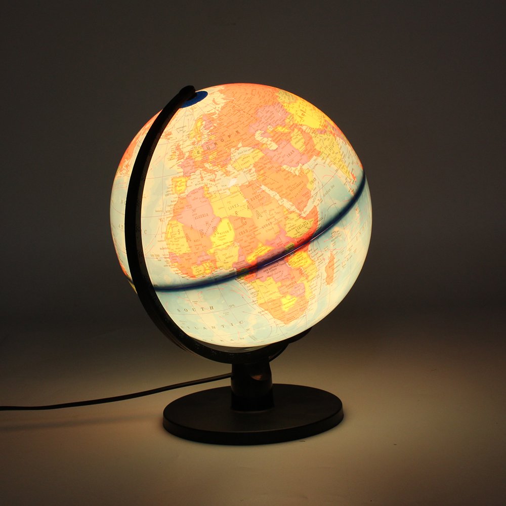 25cm/ 9.8'' Desktop World Globe Night Light Geography Illuminated LED