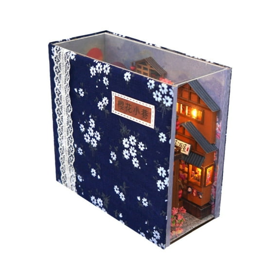 HJJLRH 3D Wooden Puzzle DIY Miniature House Kits - DIY Book Nook Kit - Bookend Diorama with LED - Bookshelf Insert Decor - Booknook Dollhouse Crafts Hobbies Gifts for Adults