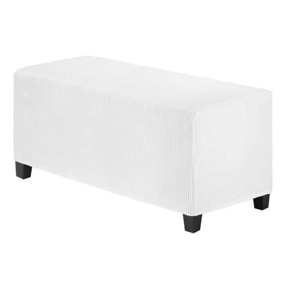 Uxcell 14" x 40" x 15" Stretch Rectangle Ottoman Cover Fabric Ottoman Slipcovers Footstool Protector for Living Room/Indoor [White]