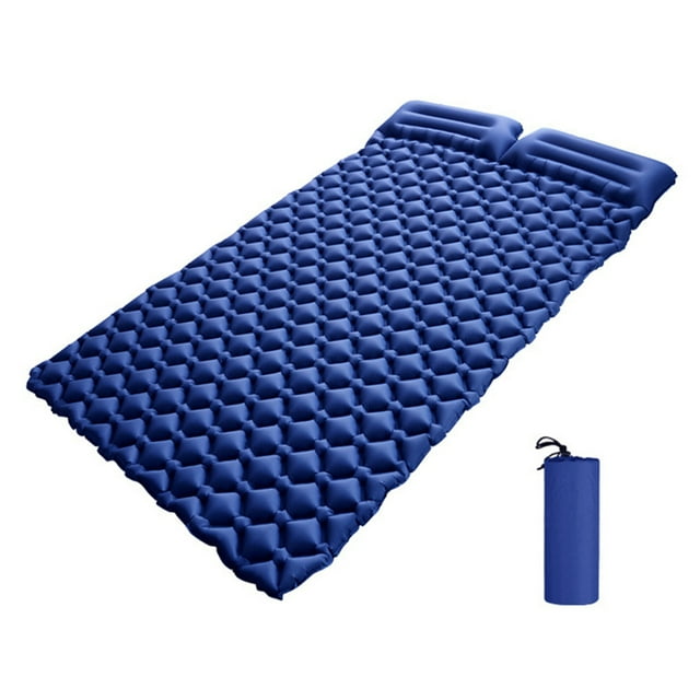 Graflsoa Matelas de Camping Gonflable pour 2 Personnes avec Oreiller Intégré, Bleu Foncé, Compact et Portable pour les Aventures en Plein Air