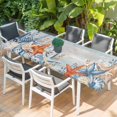 thumbnail image 2 of Orange Blue Starfish Coastal Table Cloths for 8 Foot Rectangle Tables, Summer Beach Eucalyptus Vintage Patio Waterproof Elastic Fitted Tablecloths, Washable Rectangular Table Cover for Camping, 2 of 8