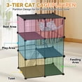 thumbnail image 3 of Cat Cage, 3-Tier DIY Catio Cat Enclosures, 24" x 16" x 36" Cat Playpen Indoor & Outdoor with Hammock, Detachable Metal Wire Kennel Cats Crate, 2x1x3 Exercise Place for 1-2 Kitten, 3 of 9
