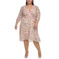 thumbnail image 1 of Tommy Hilfiger Womens Floral-Print Wrap Midi Dress, Multicoloured, Plus Size, 20W, 1 of 1