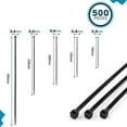 thumbnail image 5 of Bridas con cremallera, tamaños surtidos, paquete de 500 bridas para cables, bridas para cables de plástico resistente UV, 5 of 5