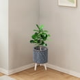 thumbnail image 1 of Qaailabf Triangular Navy Blue Plastic Imitation Rattan Flowerpot, Indoor Desktop Plant Container with Woven Appearance, Lightweight Decorative Storage Pot for Office & Home, Easy to Clean Planter, 1 of 7