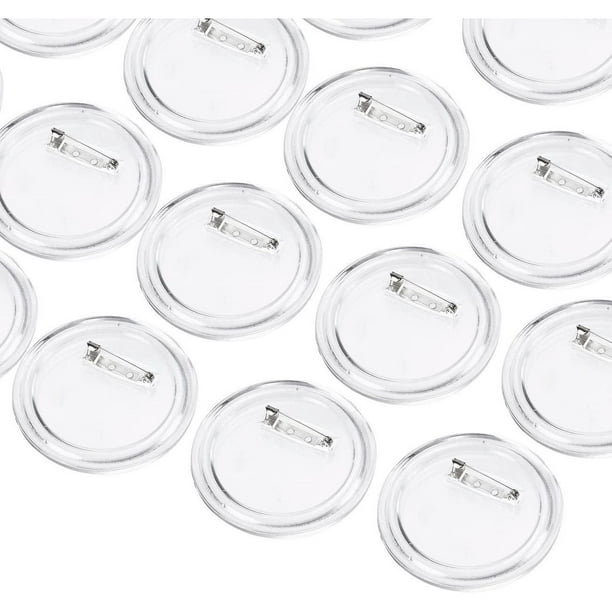 Boutons Transparents avec Épingles - 36-Pack Boutons Bricolage, Badges de Bouton en Plastique Acrylique, 2,25 Pouces