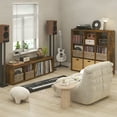 thumbnail image 2 of Furinno Cubicle Open Back Decorative Vintage Vinyl Record Media Storage Organizer, 9-Cube, Amber Pine, 2 of 5