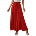 thumbnail image 2 of Women Wide Leg Long Trousers Casual Beach High Waist Palazzo Pants Loose Belted Summer Autumn Leisure Style, 2 of 5