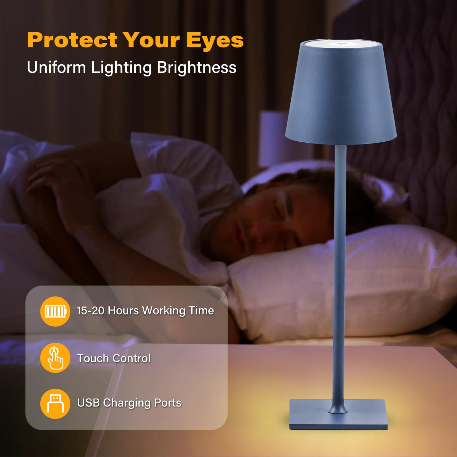 2 Pack Cordless Table Lamps  3 Colors Stepless Dimming 5000mah Rechargeable Led Desk Lamp For Bedroom/couple Dinner/desk/cafe/dining Room/terrace
