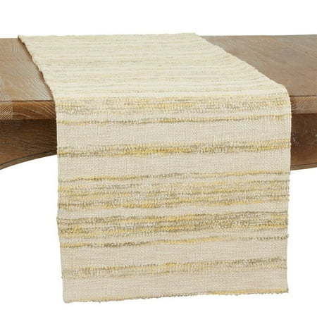 

Fennco Styles Woven Stripe Cotton Table Runner 16 W x 72 L - Yellow Rectangular Table Cover for Home Décor Dining Table Banquets Family Gathering and Special Events