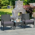 thumbnail image 2 of Costway 3 PCS Patio Wicker Rattan Furniture Set Coffee Table & 2 Rattan Chair W/Cushion Gray, 2 of 8