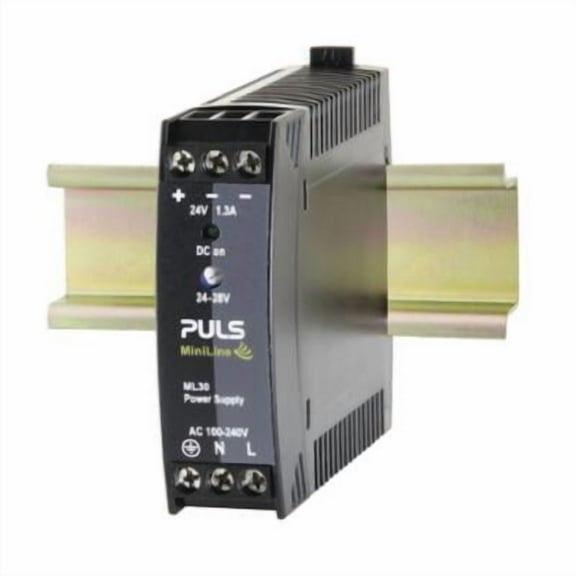 Puls DC Power Supply, 100/240V AC, 24/28V DC, 30 W, 1.3 A, DIN Rail ML30.241