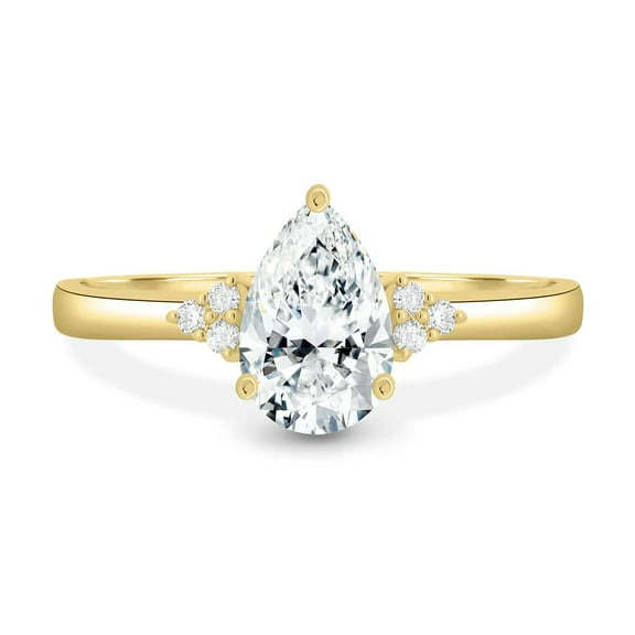 2.00 Carat Pear Cut Moissanite Lab-Grown Diamond Engagement Ring with Accent Stones, 14K Gold Plated Wedding Ring for her, Anniversary Gift Size- (5 - 13) Available