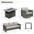 thumbnail image 2 of Gymojoy Patio Furniture Set 5 Piece Gray Wicker Outdoor Swivel Glider Patio Sectional Sofa Couch PE Rattan Conversation Sets with Fire Pit Table, Beige, 2 of 12