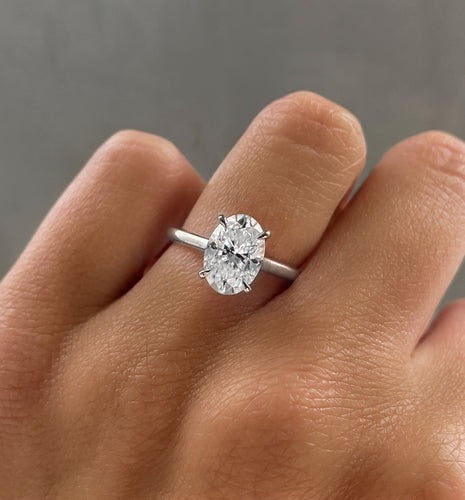solitaire jewels 3.CT Oval Moissanite Hidden Halo Engagement Ring For Women, 10K White Gold