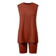 thumbnail image 5 of Women's Sleeveless Solid Two-Piece Shorts Set, Casual Loose Summer Outfit,Brick Red,XXXL, 5 of 7
